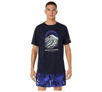 Asics - Fujitrail Logo Short Sleeve Midnight Cobalt Burst Cool Grey - S - Tee-shirt de trail