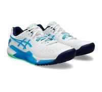 ASICS Homme Gel-Resolution 9 Sneaker, Blanc/Aqua NUMÉRIQUE, 39.5 EU