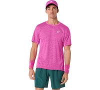 Asics Match Jacquard Short Sleeve T-shirt Rose M Homme