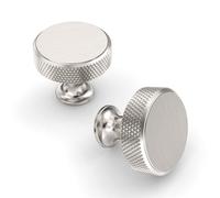 Asidrama Lot de 10 boutons de placard de cuisine moletés en nickel satiné brossé pour tiroirs de commode