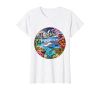 Asie, Asie Destinations de croisière T-Shirt Graphique avec Valeur, Femme, Blanc, L