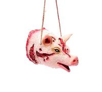 Asien Halloween Horror Props Faux Sanglant De Porc Tête Pendentif en Forme De Collier pour Ghost House Décoration Murale Suspendue