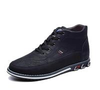 Asifn Botas De Cuero Casuales De Los Hombres Negocio Para Conducir Caminar Calor Slip-On Cómodos Zapatos Ajustables Altos Noir 44 EU