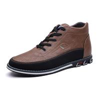 Asifn Botas De Cuero Casuales De Los Hombres Negocio Para Conducir Caminar Calor Slip-On Cómodos Zapatos Ajustables Altos Marron 39 EU