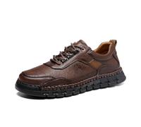 Asifn Hommes Chaussures en Cuir Décontracté Mode Confortable Léger Respirant Lacets Chaussures Marche Conduite Affaires Chaussures De Travail Brun 46 EU