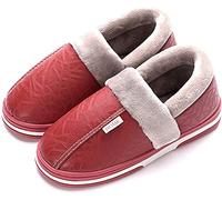 Asifn Pantoufles Femmes Hommes Doux Home Chaussons en Mousse Mémoire Confort Laine-Peluche Maison Intérieur Mules Chaussons（Rouge，34/35 EU，35/36 Taille de la Marque