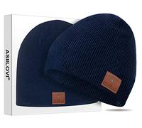 ASIILOVI Bonnet Bluetooth, Bluetooth V5.0 sans Fil Smart Knit Chapeau Musique Casquette avec Détachable avec Micro Intégré et HD Haut-Parleurs stéréo pour Sports de Plein air et Cadeau (01-Blue)