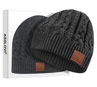 ASIILOVI Bonnet Bluetooth, Bluetooth V5.0 sans Fil Smart Knit Chapeau Musique Casquette avec Détachable avec Micro Intégré et HD Haut-Parleurs stéréo pour Sports de Plein air et Cadeau (02-Charcoal)