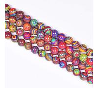 Asingeloo 10mm perles de pierre de paon synthétique rond lisse perles de pierres précieuses pour la fabrication de bijoux DIY