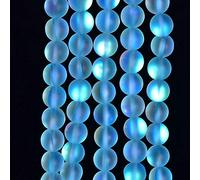 Asingeloo 38PCS 10mm Bleu Ciel Naturel Mystic Aura Quartz Gemme Givré Titane Mat Rond Perles Entretoises Lâches 15 pouces Plein Brin Cristal Guérison Puissance Quartz