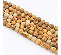 Asingeloo 38PCS 10mm Naturel Brun Image Jaspe Gemme Perles Lâches Cristal Énergie Guérison Puissance Pierre pour Bracelets Collier 15 "a Strand