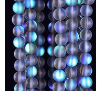 Asingeloo 38PCS 10mm Naturel Gris Mystic Aura Quartz Gemme Givré Mat Titane Rond Lâche Entretoise Perles 15 pouces Plein Brin Cristal Guérison Puissance Quartz