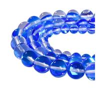 Asingeloo 48pcs 8mm Bleu Perles De Pierres Précieuses Rondes Polies Sirène Aura Perles De Pierre De Lune Pierre Lisse Perles En Vrac Pour La Fabrication De Bijoux Diy 1 Brin 15”