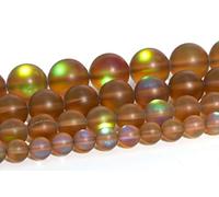 Asingeloo 60PCS 6mm Café Naturel Mystic Aura Quartz Gemme Givré Titane Mat Rond Perles Entretoises Lâches 15 pouces Plein Brin Cristal Guérison Puissance Quartz