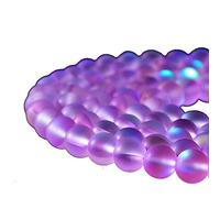 Asingeloo 60PCS 6mm Naturel Clair Violet Mystic Aura Quartz Gemme Givré Mat Titane Rond Lâche Entretoise Perles 15 pouces Plein Brin Cristal Guérison Puissance Quartz