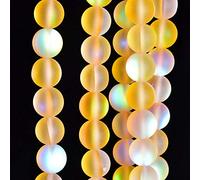 Asingeloo 60PCS 6mm Naturel Jaune Mystic Aura Quartz Gemme Givré Mat Titane Rond Lâche Entretoise Perles 15 pouces Plein Brin Cristal Guérison Puissance Quartz