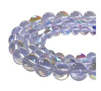 Asingeloo 60PCS 6mm Perles De Pierres Précieuses Rondes Blanches Polies Sirène Aura Perles De Pierre De Lune Pierre Lisse Perles En Vrac Pour La Fabrication De Bijoux à Bricoler Soi-Même 1 Brin 15”