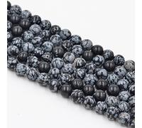 Asingeloo naturel flocon de neige pierre précieuse 10mm rondes perles en vrac 1 brin pour Bracelet collier boucles d'oreilles fabrication de bijoux artisanat conception guérison