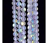 Asingeloo pierres précieuses mates naturelles perles en vrac perles de pierre givrée cristal pouvoir de guérison pour la fabrication de bijoux 15 "un brin 6 mm 8 mm 10 mm (Aura mystique blanche, 8mm)