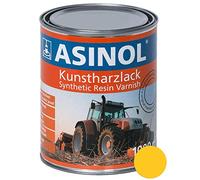 Asinol Peinture à l'acrylique pour John Deere Jaune à partir de 1987, boîte de 1 litre, haute brillance, résine synthétique, peinture pour véhicule, peinture, couverture de 11 mètres carrés, convient
