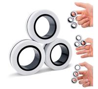 ASIOWELY Anneaux Magnétiques TDAH Jouets Fidget Toys Adultes,3 PCS Cool Fidget Aimant Ring pour Anti Stress Spinner Anneau de Doigt pour Enfants Adolescents Cadeaux pour 3-6-8 + Année Vieux Garçons