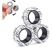 ASIOWELY Anneaux Magnétiques TDAH Jouets Fidget Toys Adultes,3 PCS Cool Fidget Aimant Ring pour Anti Stress Spinner Anneau de Doigt pour Enfants Adolescents Cadeaux pour 3-6-8 + Année Vieux Garçons