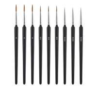 ASIRYVA Lot de 9 pinceaux fins avec pinceaux fins de taille 0, 00, 000 pour peinture acrylique, aquarelle, huile, gouache, ongles