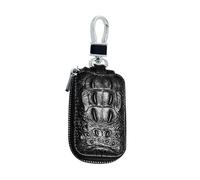 ASISUN Étui Porte-Clés Voiture Zippé en Cuir Véritable de Vache - Pochette de Protection pour Clé Télécommande Auto et Clés Maison - Compact, Résistant et Élégant pour Homme et Femme - Noir