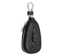 ASISUN Étui Porte-Clés Voiture Zippé en Cuir Véritable de Vache - Pochette de Protection pour Clé Télécommande Auto et Clés Maison - Compact, Résistant et Élégant pour Homme et Femme - Noir