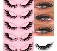 Asiteo 5 paires de cils Manga Fox Eye, cils allongés aux extrémités, nouveau procédé, doux et confortables, effet de greffe de cils, cils ailés photogéniques de type œil de chat, réutilisables, conçus