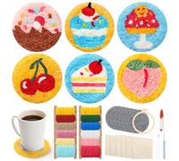 Asiv Set de Punch Needle pour Adultes, Kit DIY avec Fil, Cercle à Broder, Mode d'Emploi, pour Débutants et Professionnels, 6 Motifs pour une Décoration Créative