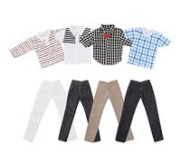 Asiv Vêtements à carreaux à la mode avec veste et pantalon pour poupée Ken Ensemble de 4