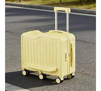 Asiwnshw Bagage Cabine homologué par Les compagnies aériennes Valise Cabine Rigide avec Porte-gobelet rétractable Valise-Porteur pour Enfants à 6 Roues pivotantes idéale pour Les Voyages(Yellow,20in)