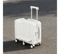 Asiwnshw Bagage Cabine homologué par Les compagnies aériennes Valise Cabine Rigide avec Porte-gobelet rétractable Valise-Porteur pour Enfants à 6 Roues pivotantes idéale pour Les Voyages(White,24in)