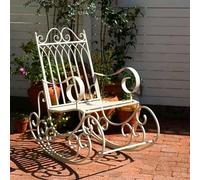 Asiwnshw Banc d'extérieur, Banc de Jardin, Chaise à Bascule, Patio en métal, Bistro, chaises de Salle à Manger d'extérieur, balançoire de Jardin pour la Maison, Balcon, Porche, pelouse(White)