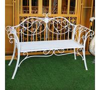 Asiwnshw Banc d'extérieur pour 2 Personnes, Chaise en métal Finition Antique, bancs de Jardin, Meubles de décoration pour Jardin, Patio, Porche, entrée(White)