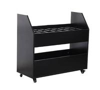 Asiwnshw Chariot de Rangement pour Plans sur roulettes (MDF et PVC) | 2 roulettes avec frein ; support de rangement pour dessins, cartes, toiles et matériel de photographie(Black,24-slot)
