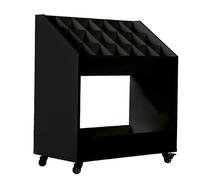 Asiwnshw Chariot de Rangement pour Plans sur roulettes (MDF et PVC) | 2 roulettes avec frein ; support de rangement pour dessins, cartes, toiles et matériel de photographie(Black,18-slot)