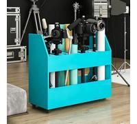 Asiwnshw Chariot de Rangement pour Plans sur roulettes (MDF et PVC) | 2 roulettes avec frein ; support de rangement pour dessins, cartes, toiles et matériel de photographie(Blue,24-slot)
