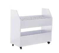 Asiwnshw Chariot de Rangement pour Plans sur roulettes (MDF et PVC) | 2 roulettes avec frein ; support de rangement pour dessins, cartes, toiles et matériel de photographie(White,24-slot)