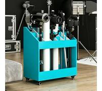 Asiwnshw Chariot de Rangement pour Plans sur roulettes (MDF et PVC) | 2 roulettes avec frein ; support de rangement pour dessins, cartes, toiles et matériel de photographie(Blue,18-slot)