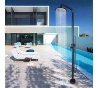 Asiwnshw Douche d'extérieur au Sol avec pommeau de Douche et Douche à Main, Douche de Piscine autoportante en Acier Inoxydable pour extérieur et intérieur, Noir