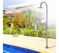 Asiwnshw Douche d'extérieur autoportante en Acier Inoxydable avec pommeau de Douche à Effet Pluie et Douche à Main, Accessoire de Douche d'extérieur pour Jardin, Plage, Piscine