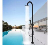 Asiwnshw Douche extérieure, Douche de Jardin autoportante de 7,2 Pieds avec Pomme de Douche, Douche pour Les Pieds et Douche à Main, Douche Debout au Bord de la Piscine(Black)