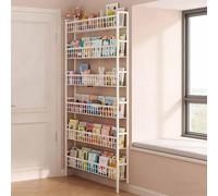 Asiwnshw Étagère de Porte à 6 Niveaux, Haute et étroite, avec présentoir et étagère d'angle Fine pour Jouets, Livres d'histoires, CD et Magazines (Blanche)(102 * 9 * 188cm)