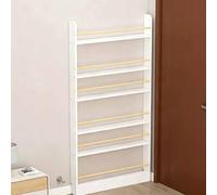 Asiwnshw Étagère Murale Moderne en Bois à Fixer derrière Une Porte, étagère de Rangement Ouverte, étagère Haute et étroite pour Jouets, Magazines, CD, Livres (Blanche)(6-Tier,120cm)