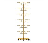 Asiwnshw Présentoir à chapeaux rotatif, support de chapeau réglable avec roulettes, support de chapeau sur pied en métal, tour sur pied pour casquettes de perruque, chapeaux de baseball(Gold,6 Tier)