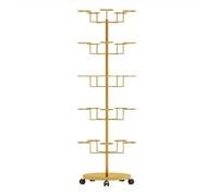 Asiwnshw Présentoir à chapeaux rotatif, support de chapeau réglable avec roulettes, support de chapeau sur pied en métal, tour sur pied pour casquettes de perruque, chapeaux de baseball(Gold,5 Tier)