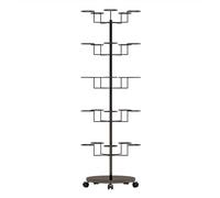 Asiwnshw Présentoir à chapeaux rotatif, support de chapeau réglable avec roulettes, support de chapeau sur pied en métal, tour sur pied pour casquettes de perruque, chapeaux de baseball(Black,5 Tier)