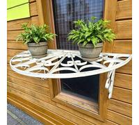 Asiwnshw Support Mural pour Plantes, présentoir à Fleurs Flottant pour fenêtre, en Fer forgé, Petite étagère Murale décorative de Style campagnard, capacité de 30 kg pour Balcon ou clôture(White)
